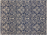 Contemporary Cyrena Blue/Ivory Wool Rug - 3'11'' x 6'2''