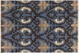Chic Ziegler Cianna Blue Charcoal Hand-Knotted Wool & Silk Rug - 4'1'' x 5'8''
