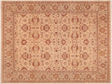 handmade Traditional Lahore Beige Gold Hand Knotted RECTANGLE 100% WOOL area rug 8x10
