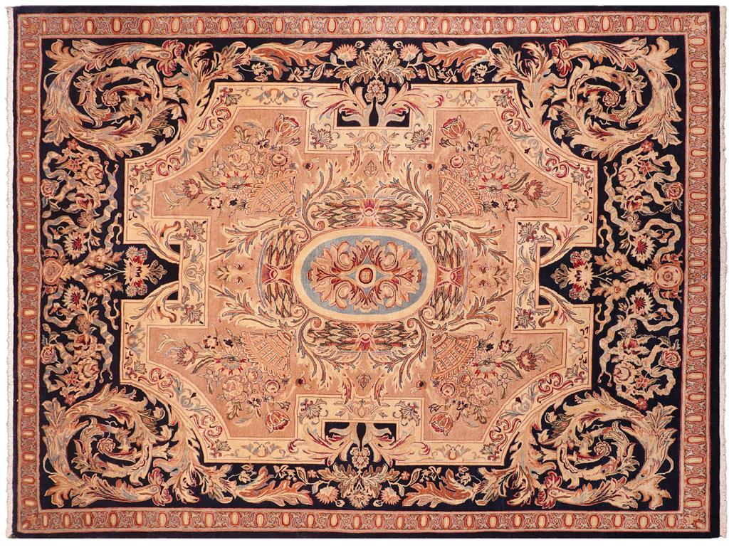handmade Traditional Angola Tan Blue Hand Knotted RECTANGLE 100% WOOL area rug 8x10