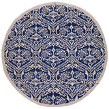 Modern Abstract Bailey Blue/Ivory Wool & Silk Round -5'10 x 6'0