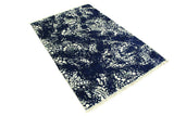 handmade Modern Abstract Blue Ivory Hand Knotted RECTANGLE WOOL&SILK area rug 4 x 6