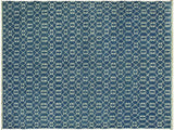 Modern Elara Blue/Ivory Wool&Silk Rug - 4'2'' x 6'2''