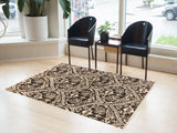 handmade Modern Nabila Charcoal Ivory Hand Knotted RECTANGLE WOOL&SILK area rug 4x6