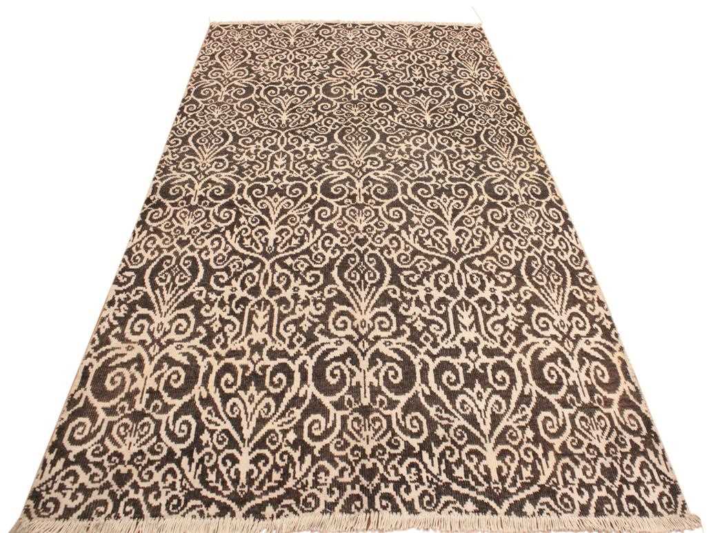 handmade Modern Cryena Charcoal Brown Hand Knotted RECTANGLE WOOL&SILK area rug 5x7