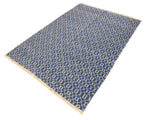 handmade Modern Elara Lt. Blue Ivory Hand Knotted RECTANGLE WOOL&SILK area rug 5x7