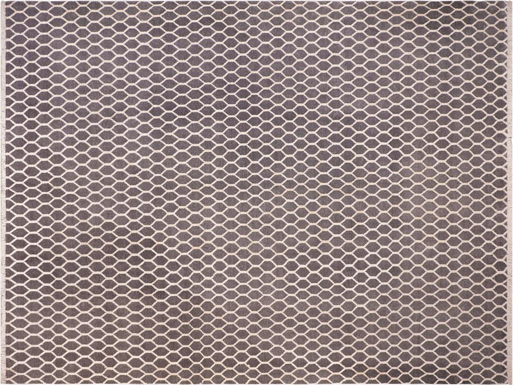 handmade Modern Ailsa Gray Beige Hand Knotted RECTANGLE WOOL&SILK area rug 8x10