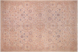Rustic Heriz Ziegler Teofila Ivory Pink Hand-Knotted Rug - 8'10'' x 11'8''