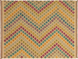 handmade Geometric Kilim Beige Purple Hand-Woven RECTANGLE 100% WOOL area rug 5x7