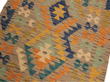 handmade Geometric Kilim Gray Gold Hand-Woven RECTANGLE 100% WOOL area rug 3x4