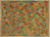 handmade Geometric Kilim Brown Rust Hand-Woven RECTANGLE 100% WOOL area rug 6x8