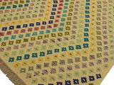 handmade Geometric Kilim Beige Blue Hand-Woven RECTANGLE 100% WOOL area rug 7x10