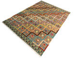 handmade Modern Moroccan Hi Tan Blue Hand Knotted RECTANGLE 100% WOOL area rug 8x10