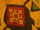 handmade Geometric Kilim Gold Rust Hand-Woven RECTANGLE 100% WOOL area rug 8x11
