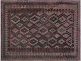 Bohemian Turkish Kilim Jacquili Brown/Gray Wool Rug - 6'9'' x 9'7''