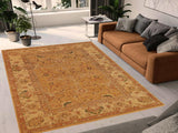 handmade Transitional Antique Gold Tan Hand Knotted RECTANGLE 100% WOOL area rug 9x12