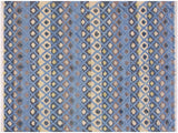 Modern Moroccan High-Low Lashandr Lt. Blue/Ivory Wool Rug - 5'5'' x 7'5''