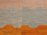 handmade Geometric Kilim Blue Tan Hand-Woven RECTANGLE 100% WOOL area rug 10x14