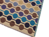 handmade Geometric Kilim Beige Blue Hand-Woven RECTANGLE 100% WOOL area rug 6x8