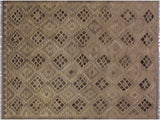 Navaho Turkish Kilim Margarit Tan/Gray Wool Rug - 4'6'' x 6'7''