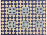 Modern Moroccan High-Low Milo Blue/Ivory Wool Rug - 4'2'' x 6'1''