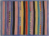 Navaho Turkish Kilim Enriquet Blue/Rust Wool Rug - 4'10'' x 6'6''