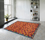 handmade Geometric Balouchi Orange Teal Hand Knotted RECTANGLE 100% WOOL area rug 3 x 5