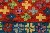 handmade Geometric Balouchi Orange Teal Hand Knotted RECTANGLE 100% WOOL area rug 3 x 5