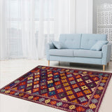 handmade Geometric Balouchi Purple Green Hand Knotted RECTANGLE 100% WOOL area rug 3 x 5