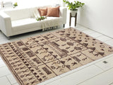 handmade Modern Moroccan Ivory Brown Hand Knotted RECTANGLE 100% WOOL area rug 6x9