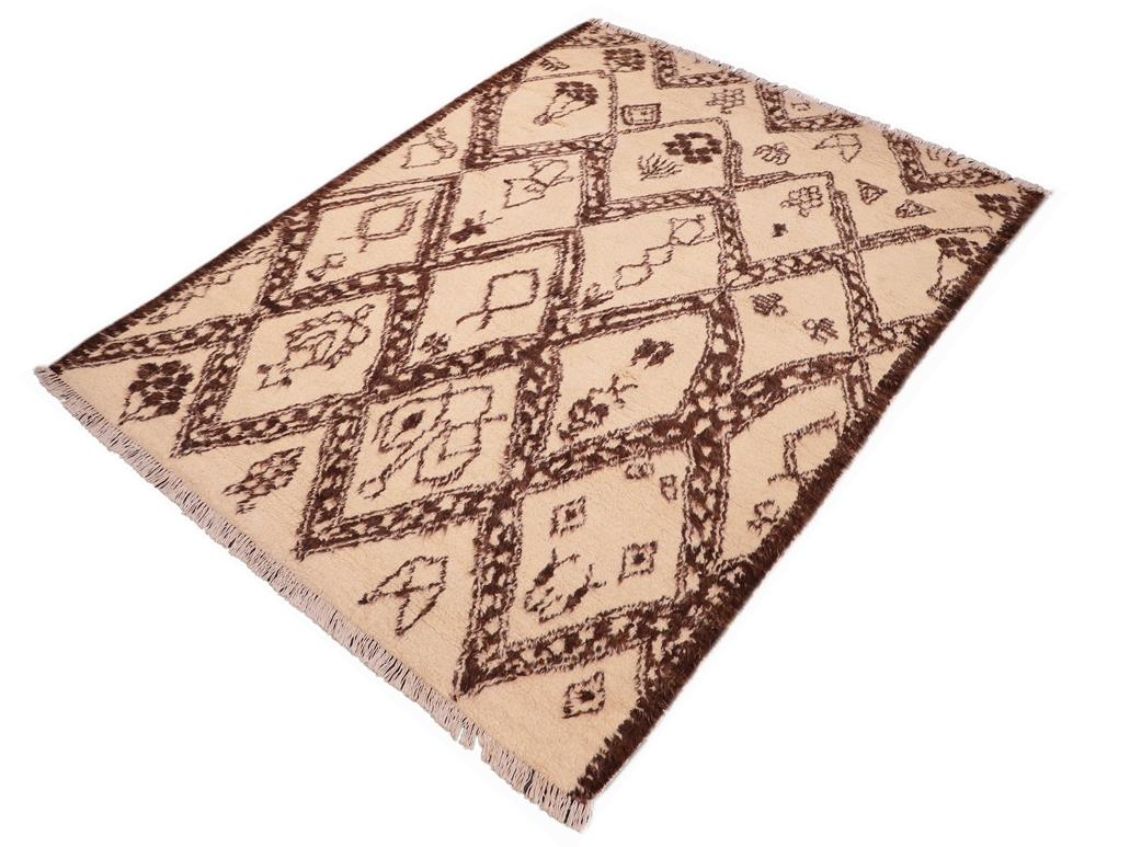handmade Modern Moroccan Beige Brown Hand Knotted RECTANGLE 100% WOOL area rug 6x9