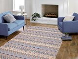 handmade Modern Moroccan Hi Blue Beige Hand Knotted RECTANGLE 100% WOOL area rug 6x9