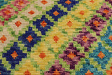 handmade Geometric Balouchi Green Orange Hand Knotted RECTANGLE 100% WOOL area rug 5 x 7