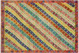 handmade Geometric Balouchi Green Orange Hand Knotted RECTANGLE 100% WOOL area rug 5 x 7