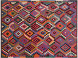 Retro Turkish Kilim Charlott Brown/Beige Wool Rug - 6'6'' x 9'1''
