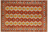handmade Geometric Balouchi Beige Red Hand Knotted RECTANGLE 100% WOOL area rug 5 x 7