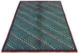 handmade Geometric Balouchi Blue Red Hand Knotted RECTANGLE 100% WOOL area rug 5 x 6