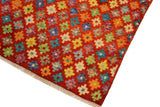 handmade Geometric Balouchi Orange Green Hand Knotted RECTANGLE 100% WOOL area rug 5 x 7