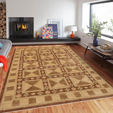 handmade Transitional Kafkaz Chobi Ziegler Brown Beige Hand Knotted RECTANGLE 100% WOOL area rug 9 x 11