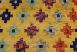 handmade Geometric Balouchi Gold Blue Hand Knotted RECTANGLE 100% WOOL area rug 4 x 5