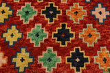 handmade Geometric Balouchi Rust Black Hand Knotted RECTANGLE 100% WOOL area rug 5 x 6