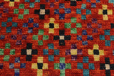 handmade Geometric Balouchi Orange Black Hand Knotted RECTANGLE 100% WOOL area rug 3 x 5