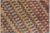 handmade Geometric Balouchi Gray Blue Hand Knotted RECTANGLE 100% WOOL area rug 5 x 7