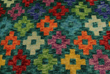 handmade Geometric Balouchi Green Blue Hand Knotted RECTANGLE 100% WOOL area rug 5 x 7