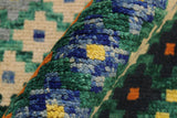 handmade Geometric Balouchi Green Beige Hand Knotted RECTANGLE 100% WOOL area rug 5 x 7