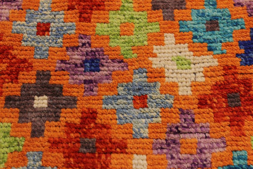 handmade Geometric Balouchi Orange Blue Hand Knotted RECTANGLE 100% WOOL area rug 3 x 5
