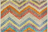 handmade Geometric Balouchi Blue Orange Hand Knotted RECTANGLE 100% WOOL area rug 6 x 8