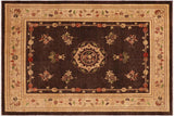 handmade Geometric Kafkaz Chobi Ziegler Brown Tan Hand Knotted RECTANGLE 100% WOOL area rug 9 x 12