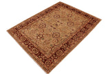 handmade Traditional Kafkaz Chobi Ziegler Tan Brown Hand Knotted RECTANGLE 100% WOOL area rug 9 x 12