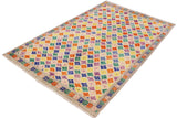 handmade Geometric Balouchi Beige Gray Hand Knotted RECTANGLE 100% WOOL area rug 5 x 8